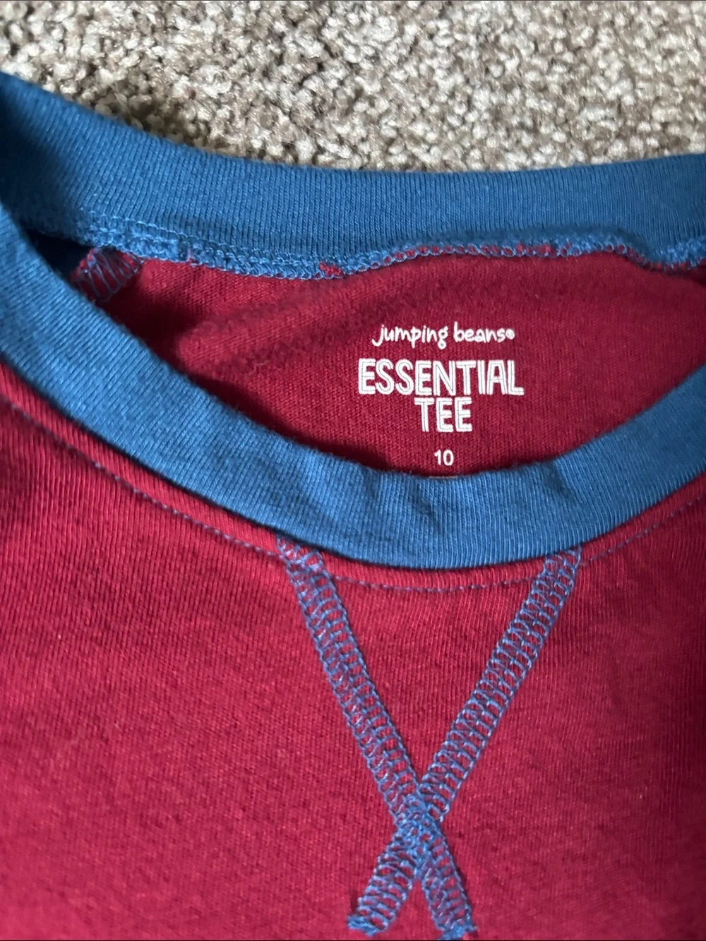 jumping beans Maroon Body with Blue Raglan Long Sleeve Tee